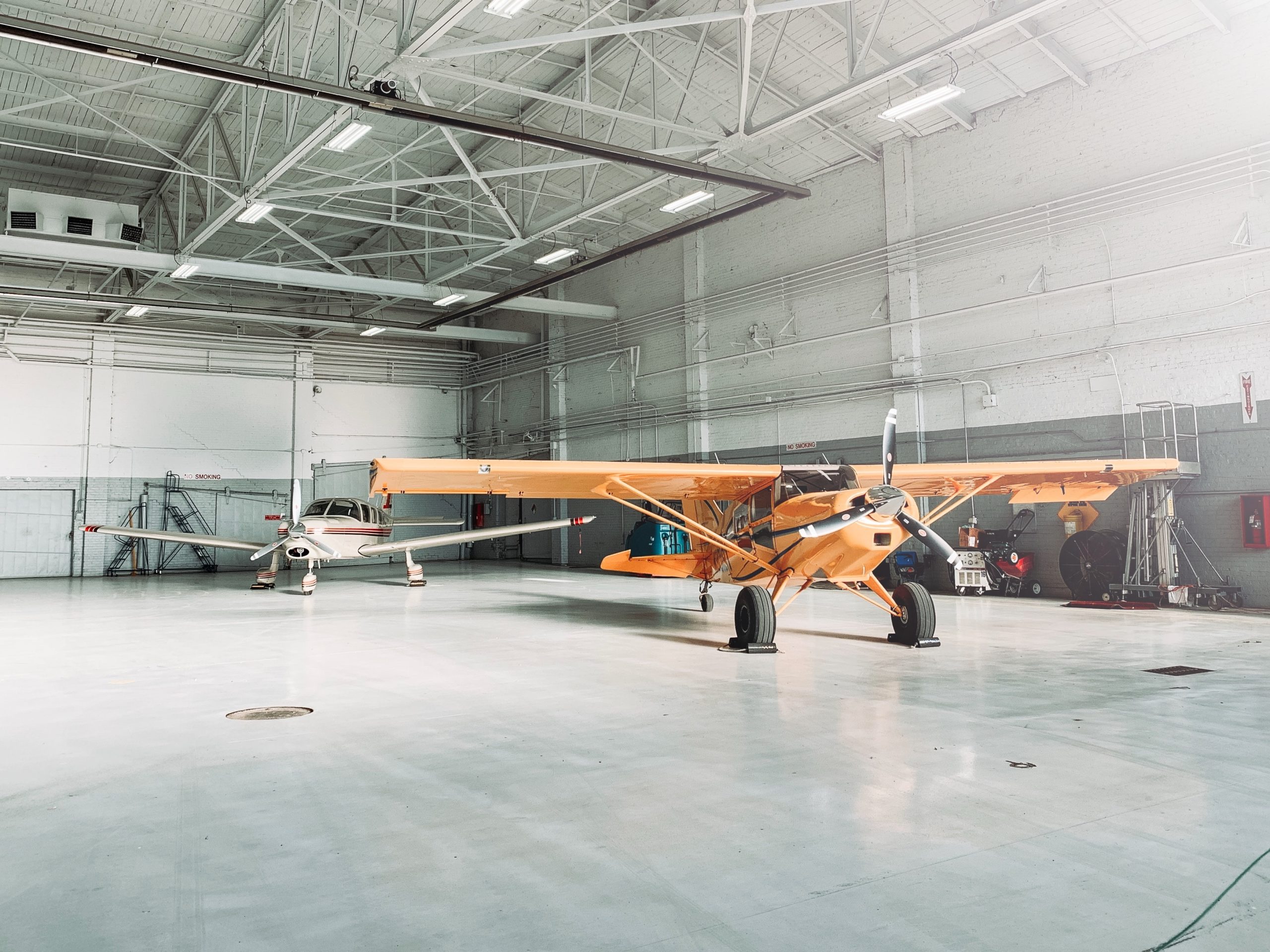 plane in a hanger